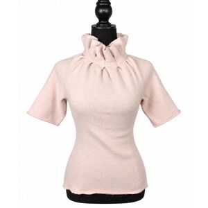 Moth High Neck Wool Alpaca Sweater Small Pale Pink